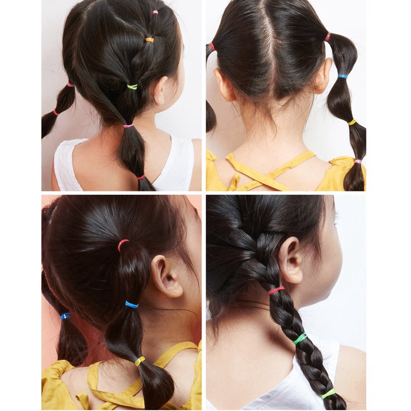 Set 500 dây thun(chun) cột tóc nhiều màu, phụ kiện tóc nữ.