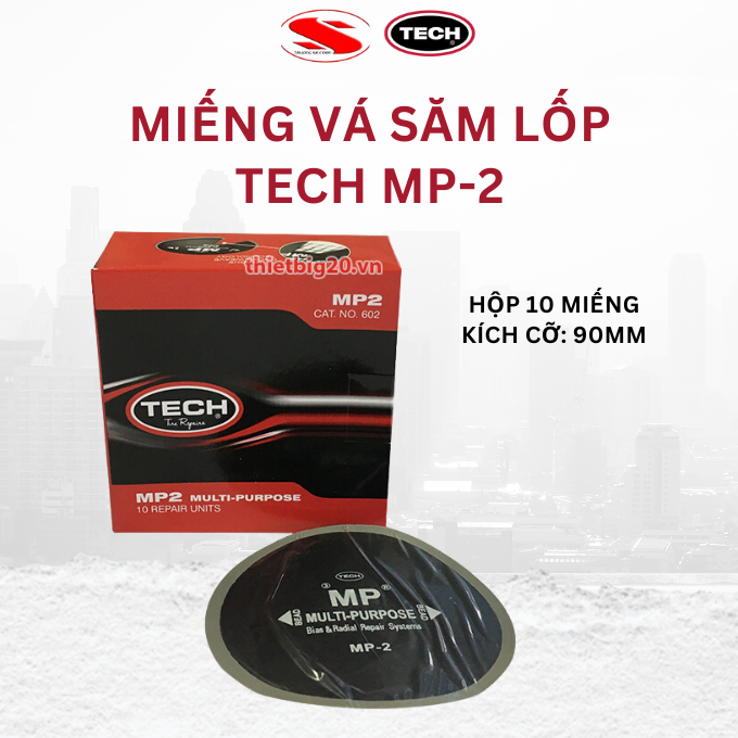 Hộp 10 miếng vá lốp xe hơi TECH MP-2 (BIAS/RADIAL, 90MM)