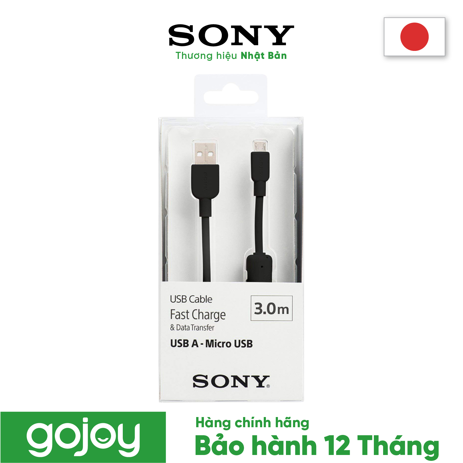 Cáp MICRO USB 3m SONY CP-AB300/BC WW Màu Đen - Bảo hành chính hãng 12 tháng