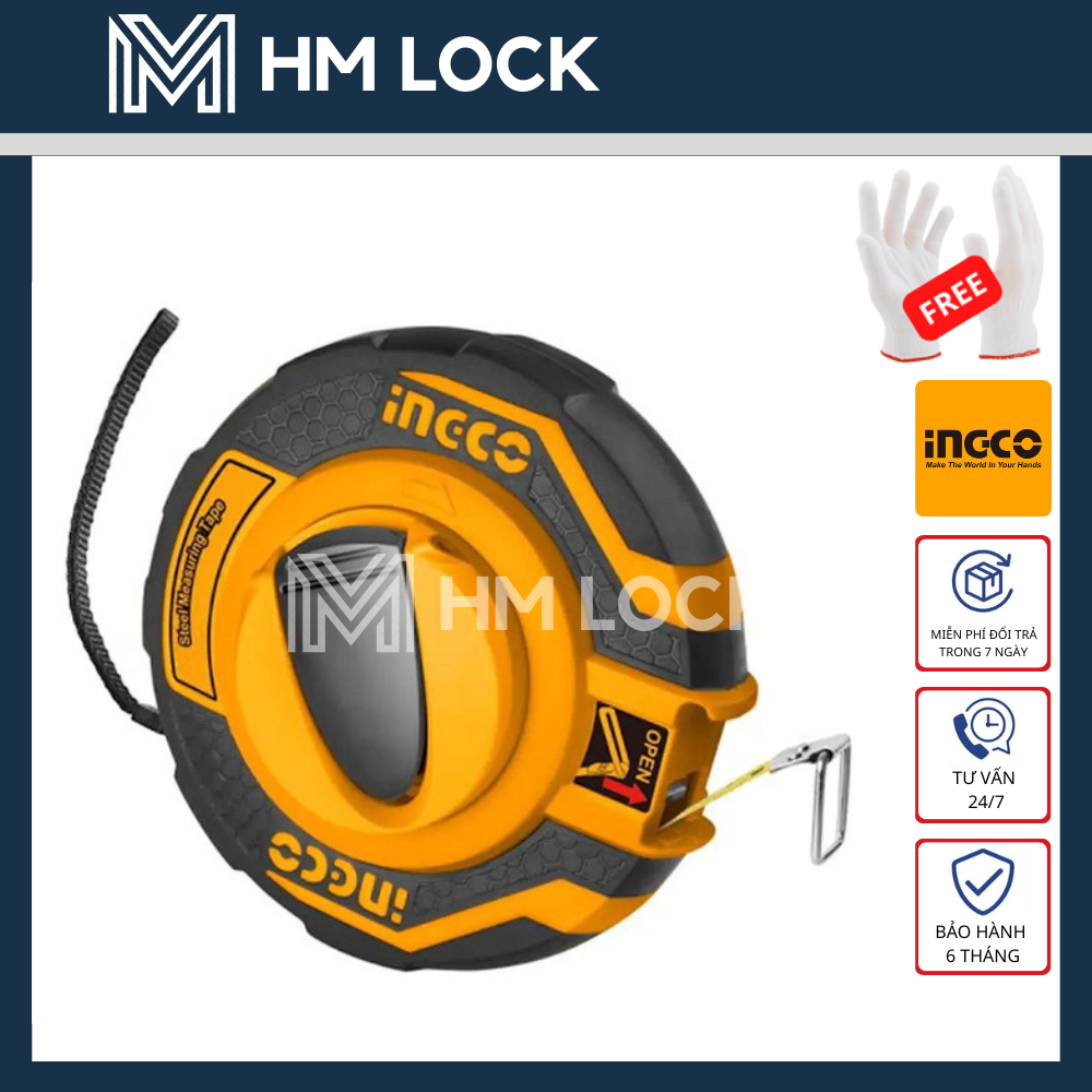 Thước cuốn thép 20m, 30m ingco - hàng chính hãng - hm lock