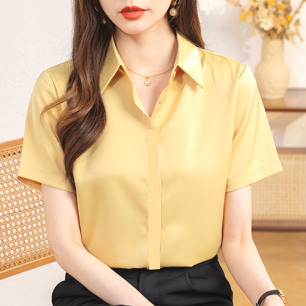 Áo sơ mi nữ tay ngắn kiểu đẹp Hàn Quốc mẫu mới màu trơn mã ST5521 thời trang PONIVALAZA cao cấp , Chất liệu mềm mịn thoáng mát lên form cực chuẩn