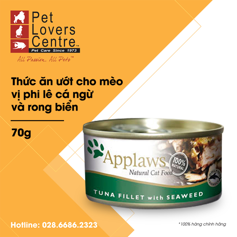 THỨC ĂN ƯỚT CHO MÈO APPLAWS TIN TUNA FILLET WITH SEAWEED (CATS) 70g