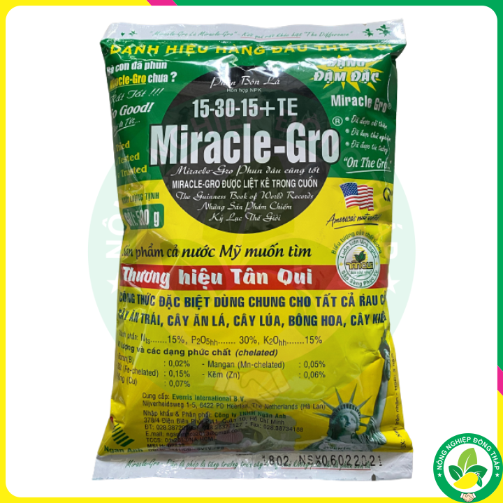 Phân bón lá Miracle-Gro USA (15-30-15) gói 500g