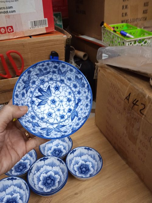 Bộ 10 chén cơm gốm sứ hoa văn Giả cổ