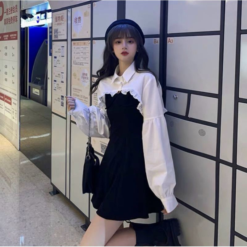 [HCM]Set đầm và áo croptop tay dài hót trend