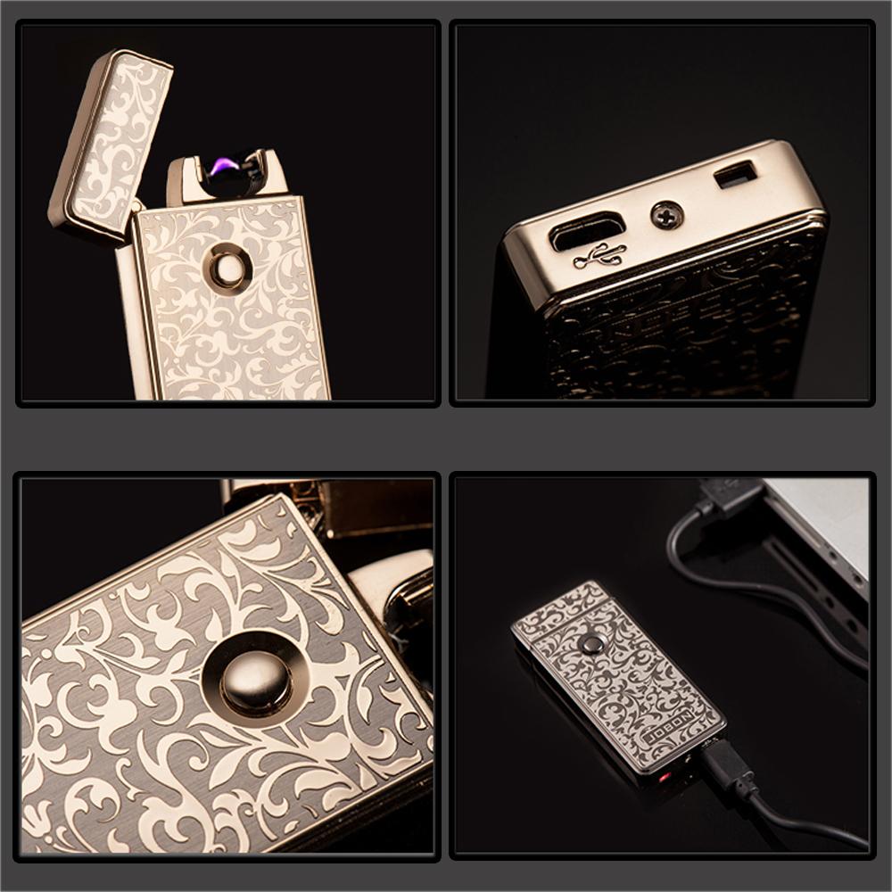 Bật Lửa Hoa Văn Sạc USB Jobon 308 (Vàng)..
