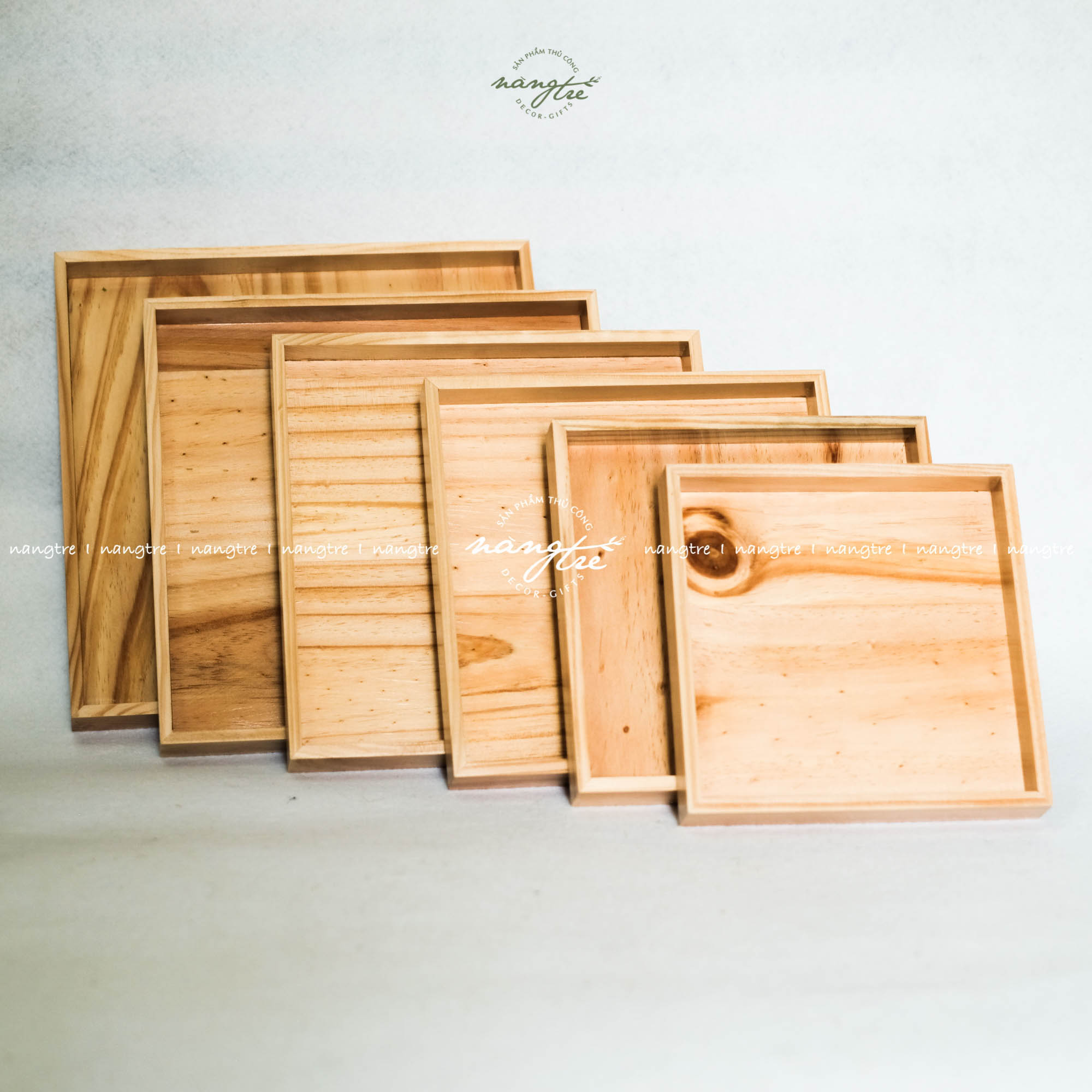 Khay gỗ vuông đựng đồ đa năng