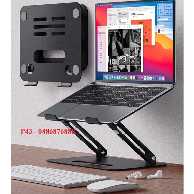 P43 - Giá đỡ tản nhiệt laptop  macbook  từ hợp bằng kim nhôm cao cấp, điều chỉnh độ cao máy 11 inch - 17 inch.