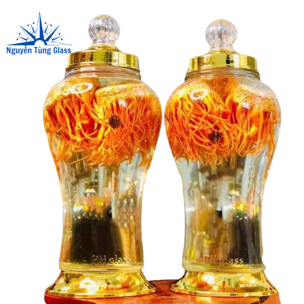 BÌNH NGÂM RƯƠU SÂM THỦY TINH  Phú Hoà 4 LÍT KHÔNG VAN