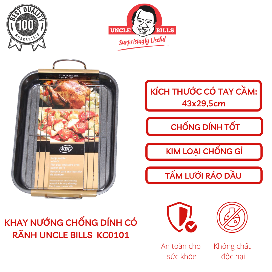 Khay Nướng Chống Dính Có Rãnh Uncle Bills KC0101 - Hàng Nhập Khẩu