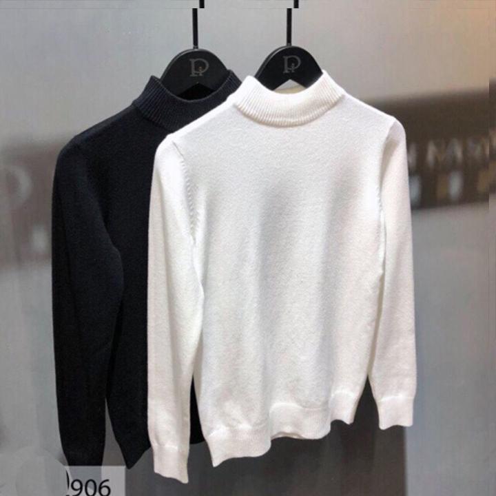 ÁO LEN CỔ 3 PHÂN NAM MÀU TRẮNG