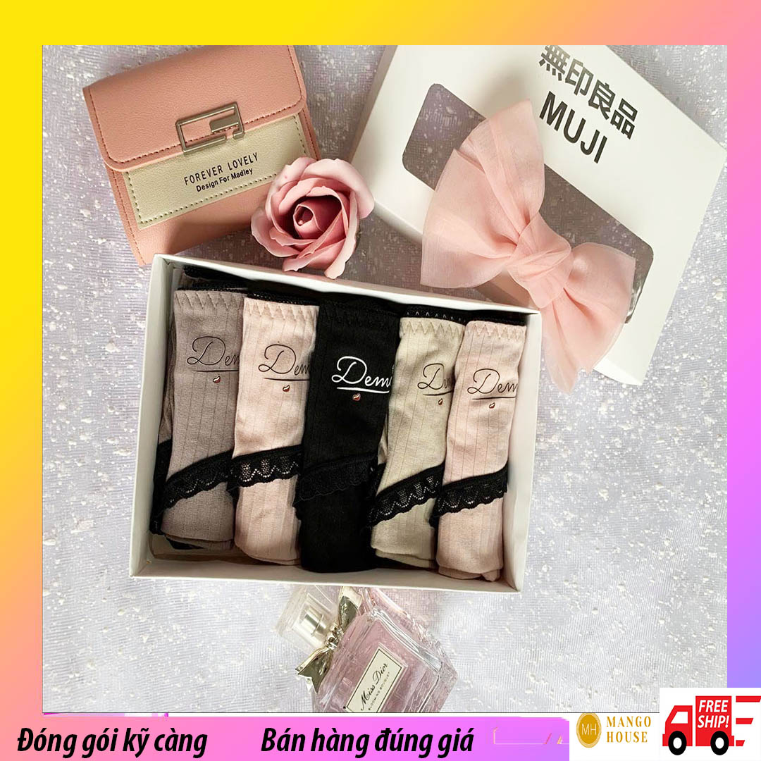 Combo 5 Quần lót cotton- Cotton 100%, thoáng khí, cực kỳ thoải mái, nhẹ, kháng khuẩn, ôm sát mông- Mango House- Quần lót Nhật, quần lót tăm tre, quần lót cotton, quần lót nữ sexy, quần lót thái, quần lót nữ 2020