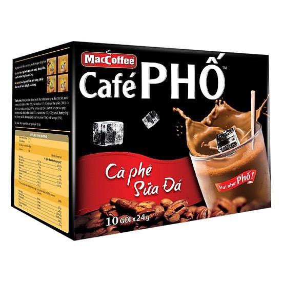 Combo 5 Hộp Cafe Phố Sữa Đá MacCoffee 10 gói x 24gr