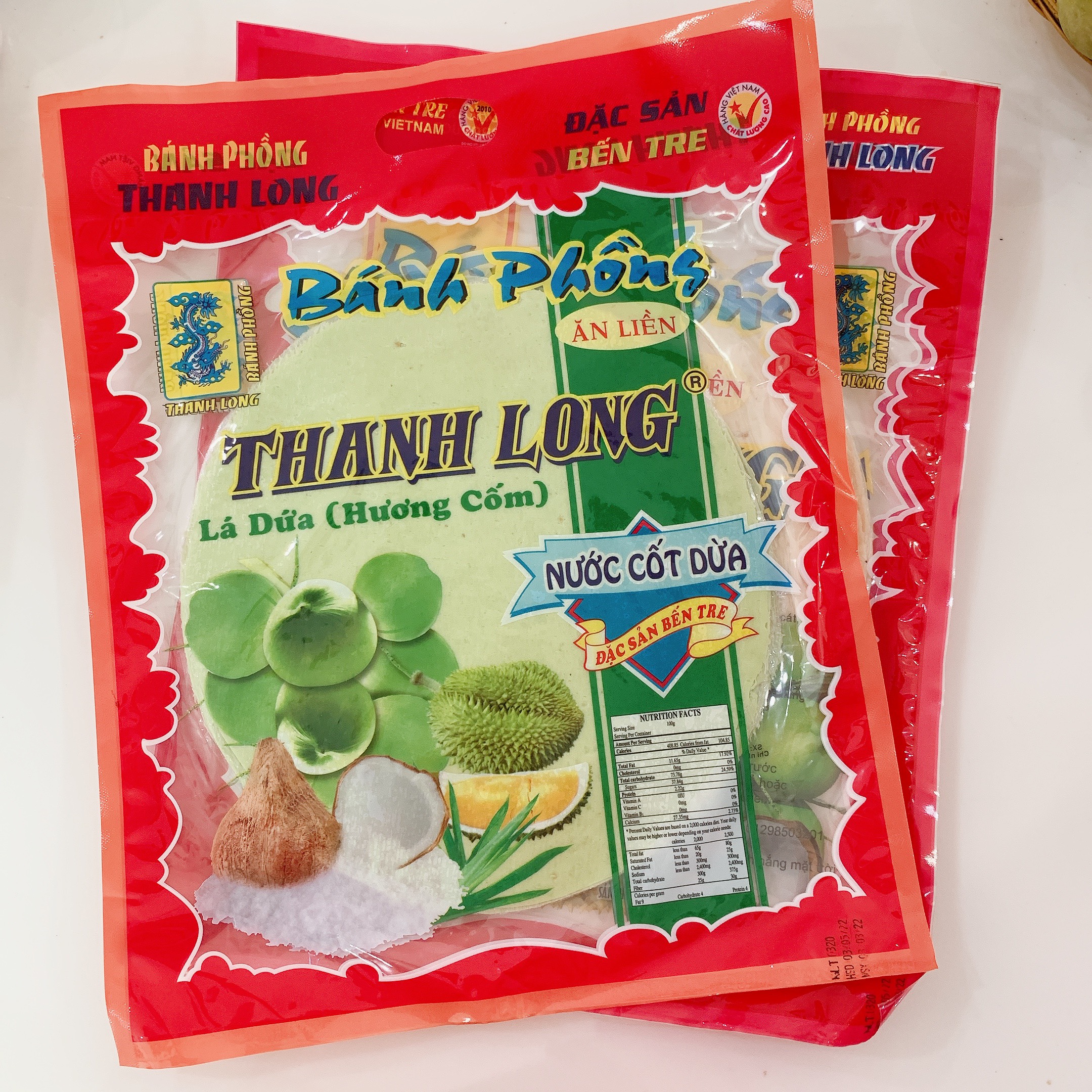 Bánh phồng sữa/lá dứa Thanh Long