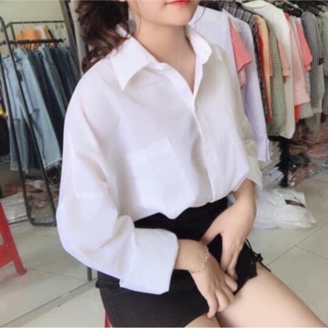 ❤️BIG SALE SIÊU RẺ SIÊU CHẤT ❤️ Áo Sơ Mi Trắng Trơn Basic Oversize Nam Nữ Học Sinh K8I5