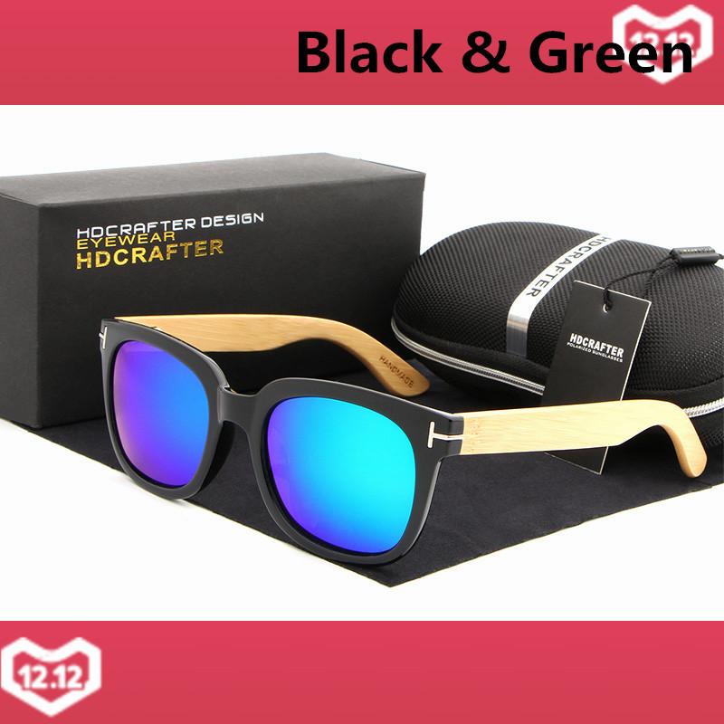 HDCRAFTER Polarized Sunglasses Pria/Wanita Bamboo Leg Sunglass Perancang Merek Kayu Asli Sun Glasses Oculos De Sol Masculino ZT013 -Intl