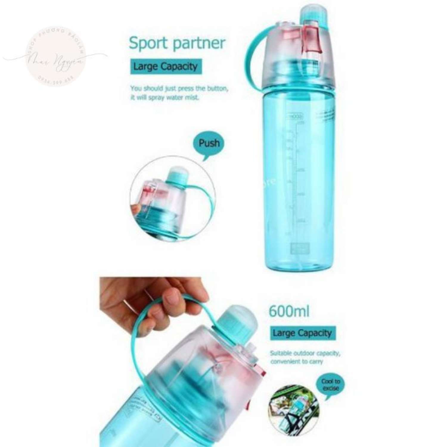 BÌNH NƯỚC THỂ THAO PHUN SƯƠNG 400ml-600ml