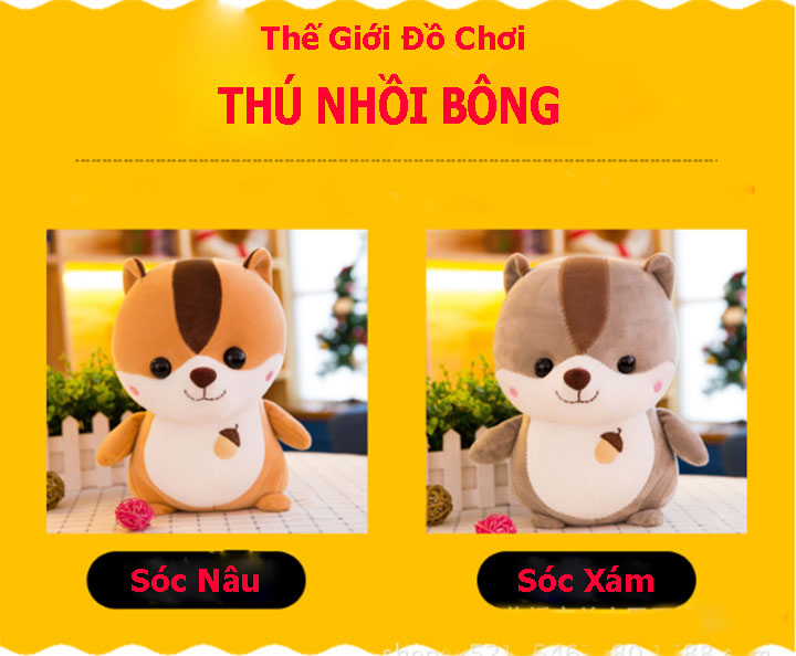 Gấu bông , thú nhồi bông - Sóc Xám