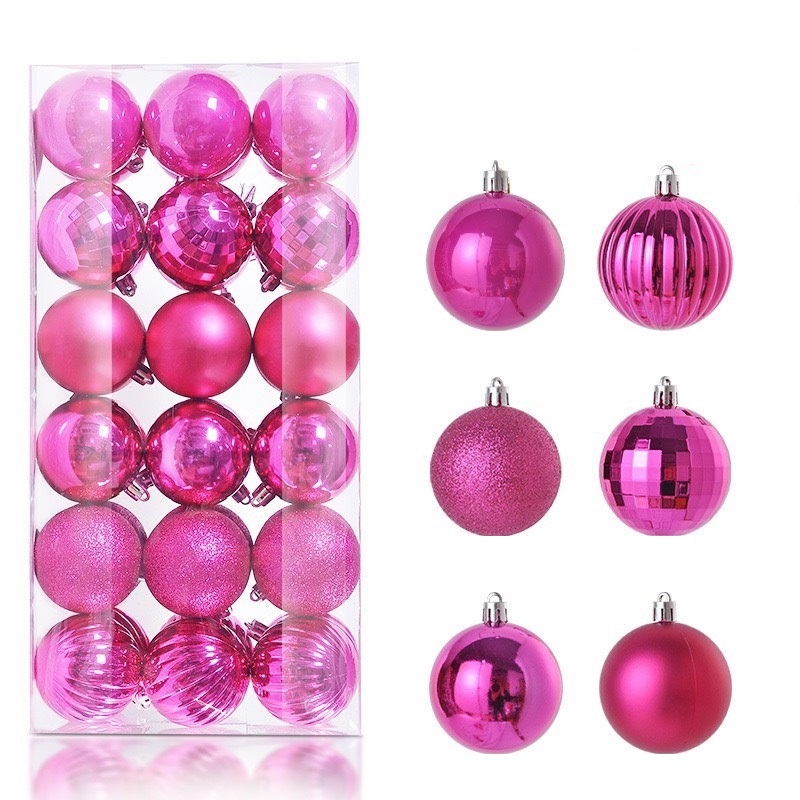 Set 24/36 quả châu 4cm trang trí noel treo trang trí cây thông noel e19 qt990
