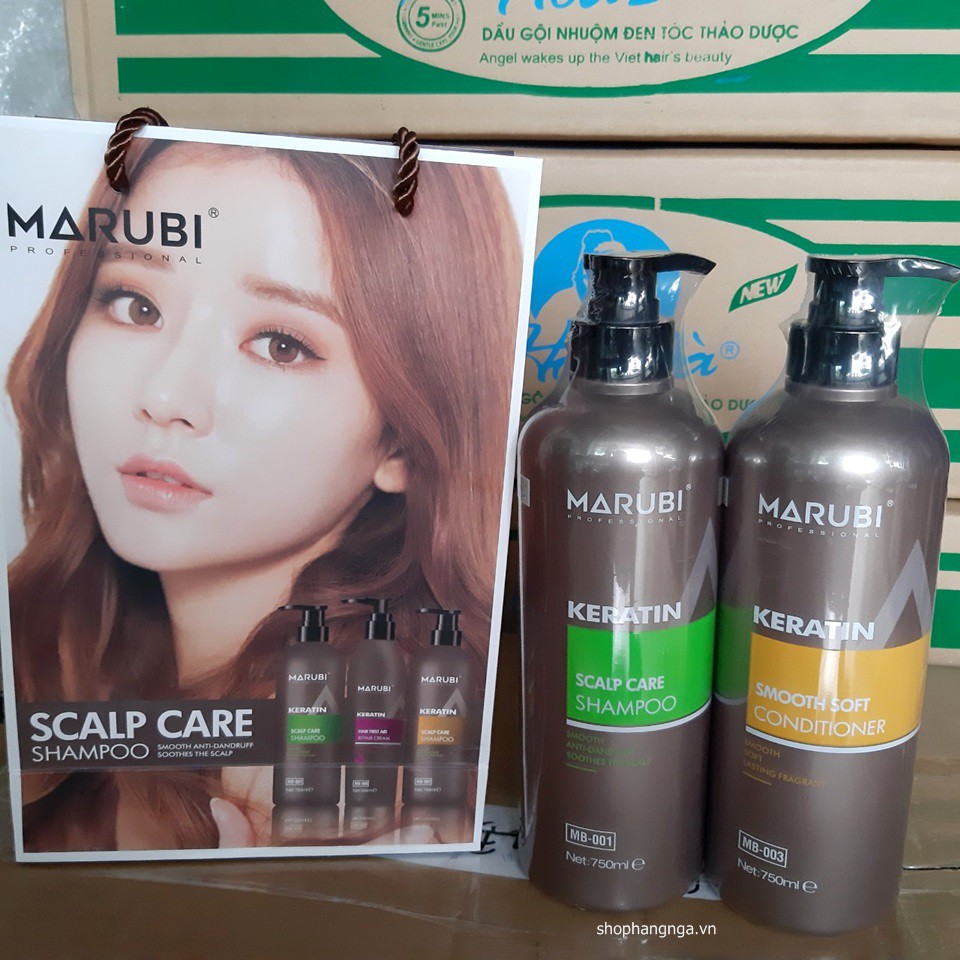 DẦU GỘI VÀ DẦU XẢ TÓC BÓNG MƯỢT KERATIN MARUBI