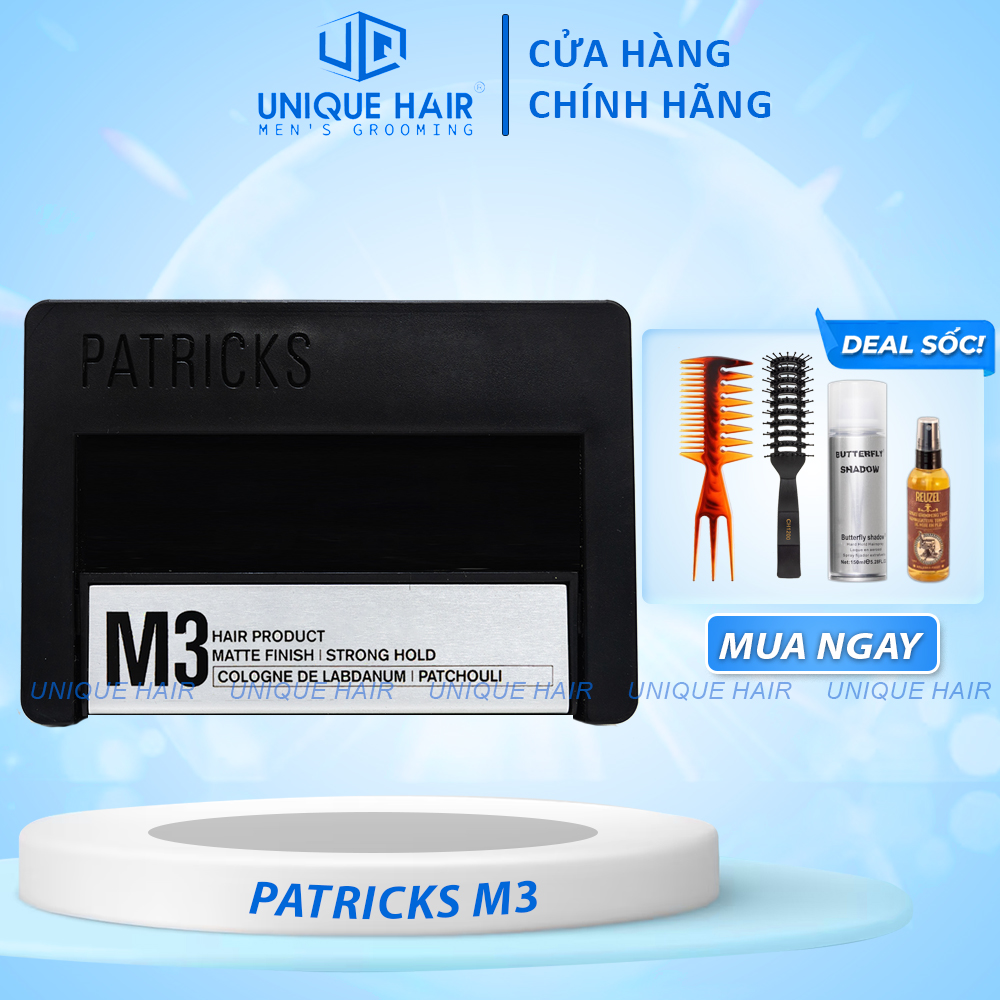 Sáp vuốt tóc Patricks M3 – Matte Finish | Strong Hold Styling Product 75gr - Chính hãng