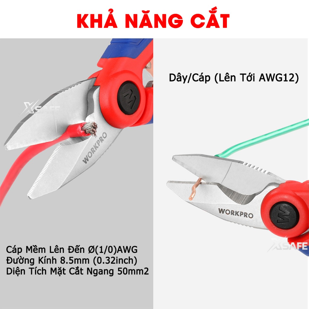 Workpro wp294003 electrician sharp saw blade easy cutting cable cos cutter electrical wire stripping-Intl