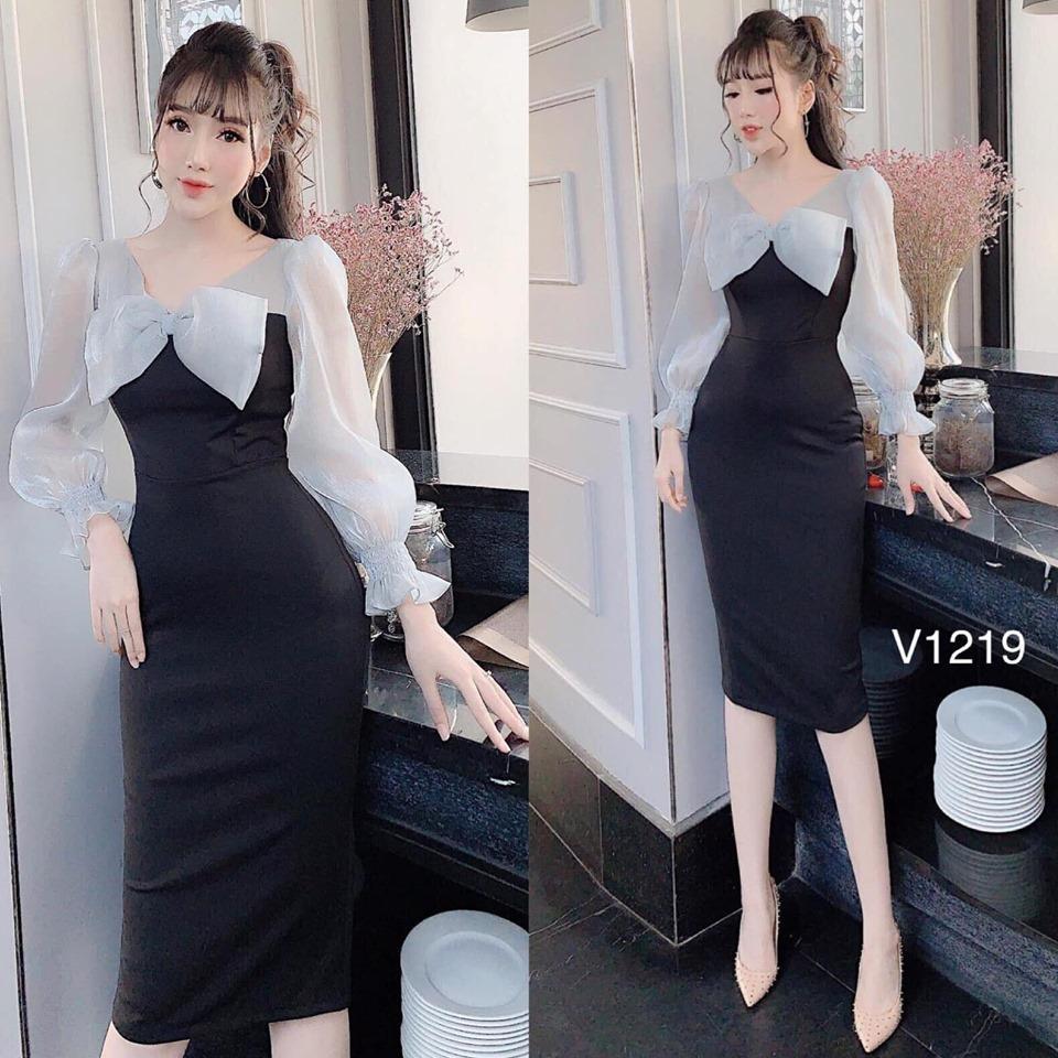 Đầm ôm body cổ nơ beyeu1688 - by8136