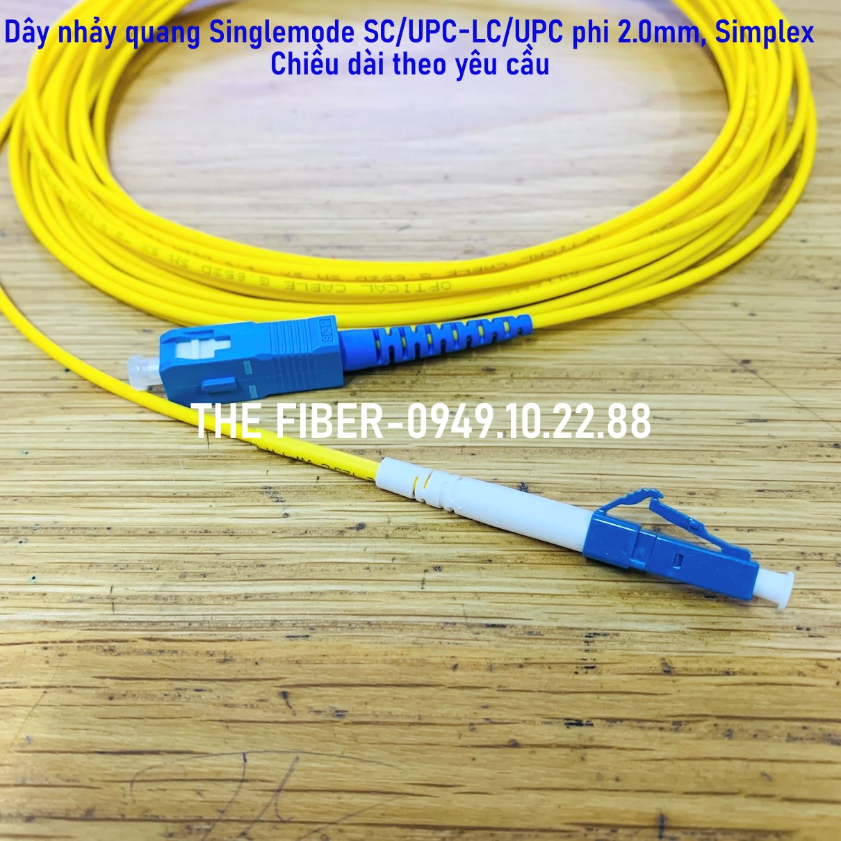 Dây nhảy quang Singlemode SC/UPC-LC/UPC phi 2.0/3.0mm Simplex - Chiều dài theo yêu cầu
