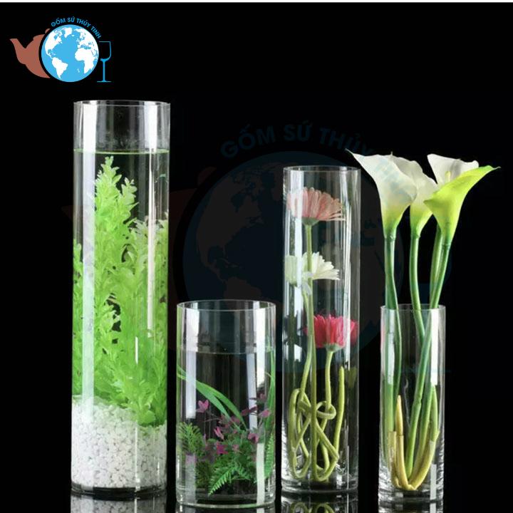[HCM]Bình Bông Thuỷ Tinh Trụ Tròn 12x30 Cm