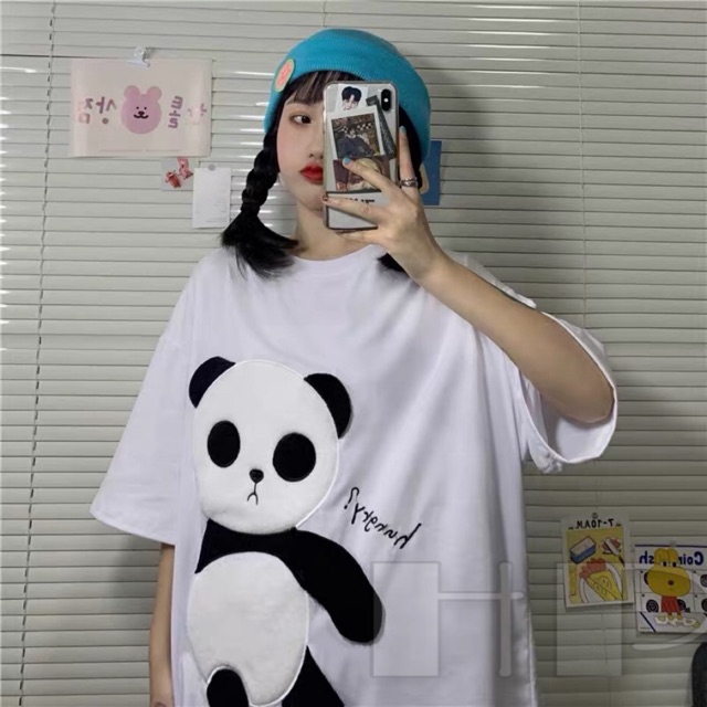 Áo gấu trúc đen trắng THB875, áo kiểu nữ, áo thun nam nữ, quần khaki, quần nữ, sét bộ mặc ở nhà, áo thun tay dài, quần jean ống rộng- TIMON