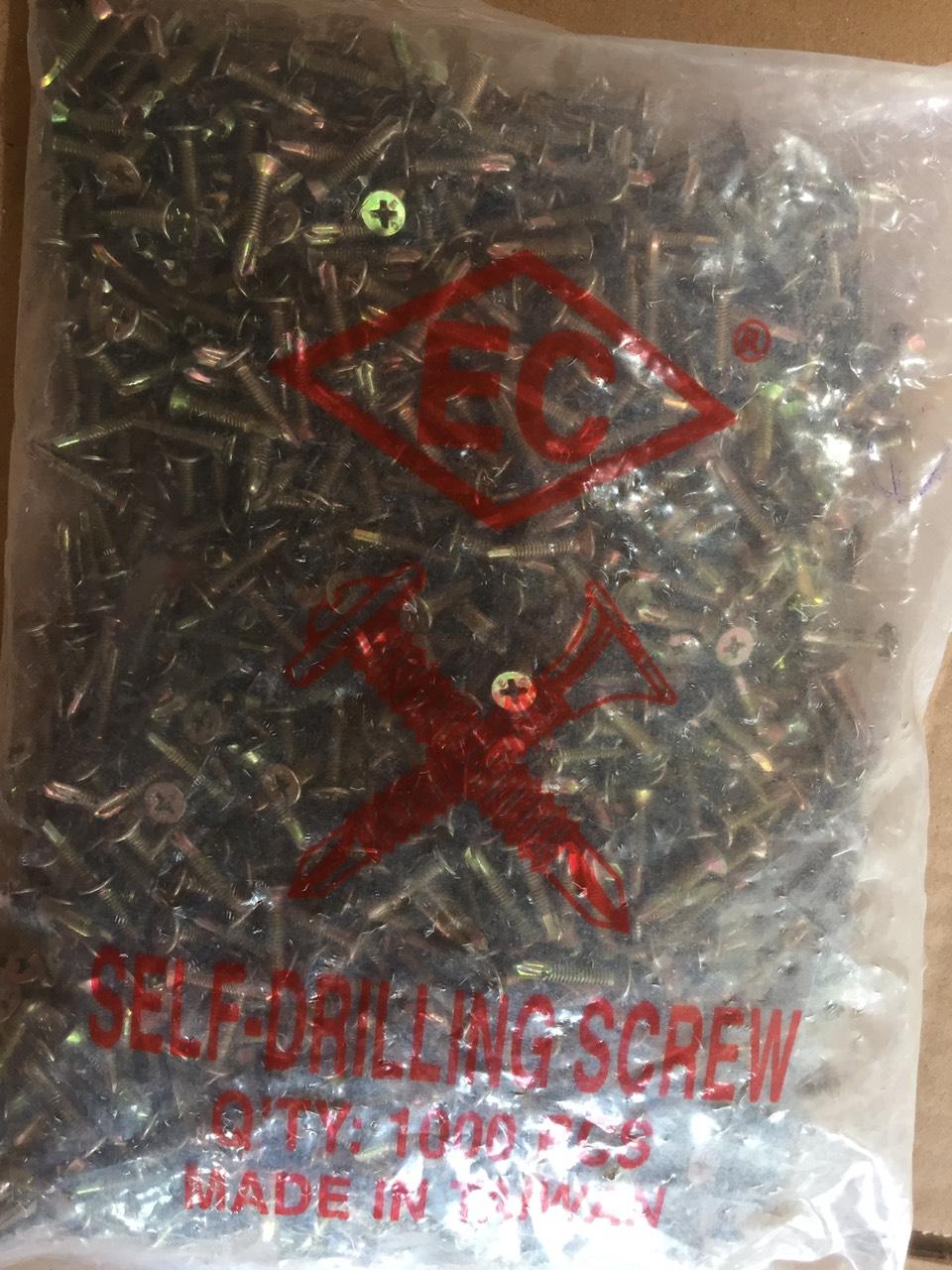 Vít tự khoan đầu chìm ren mịn 2F vàng hoặc trắng,  1 gói vít  tự khoan ren mịn (1000 chiếc), vít bắn sắt