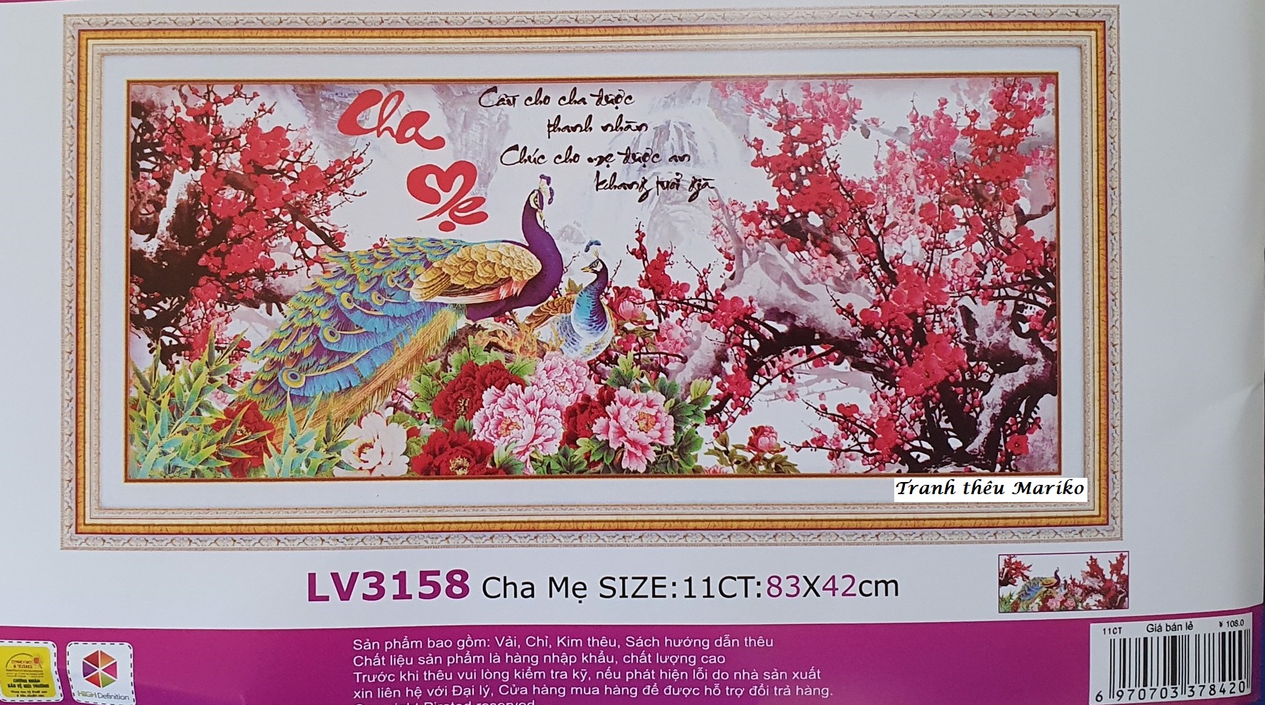 Tranh thêu cha mẹ lv3158 kích thước 83 x 42 cm
