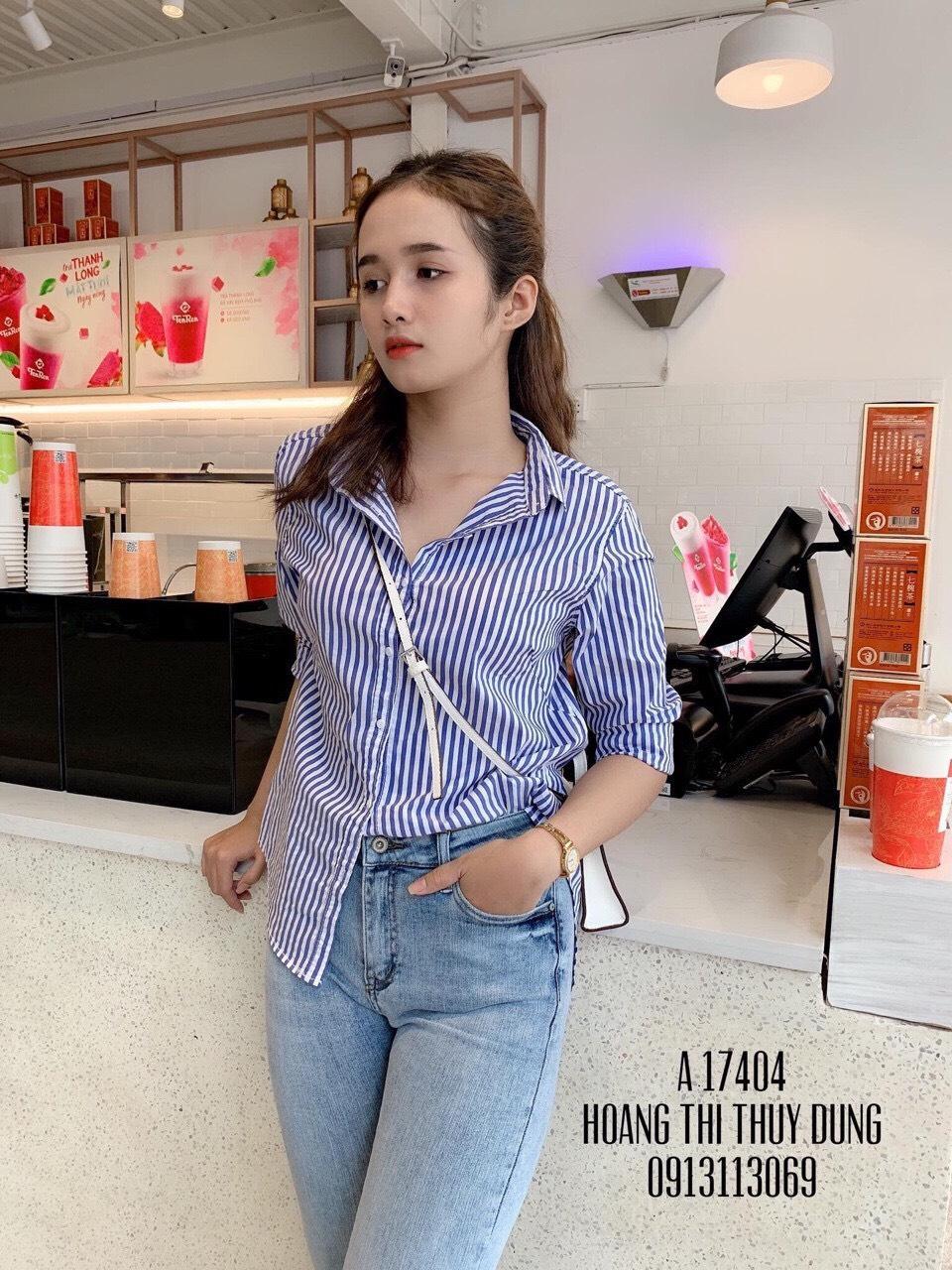 Áo Sơmi Sọc Lệch Tà Cá Tính TTS0251
