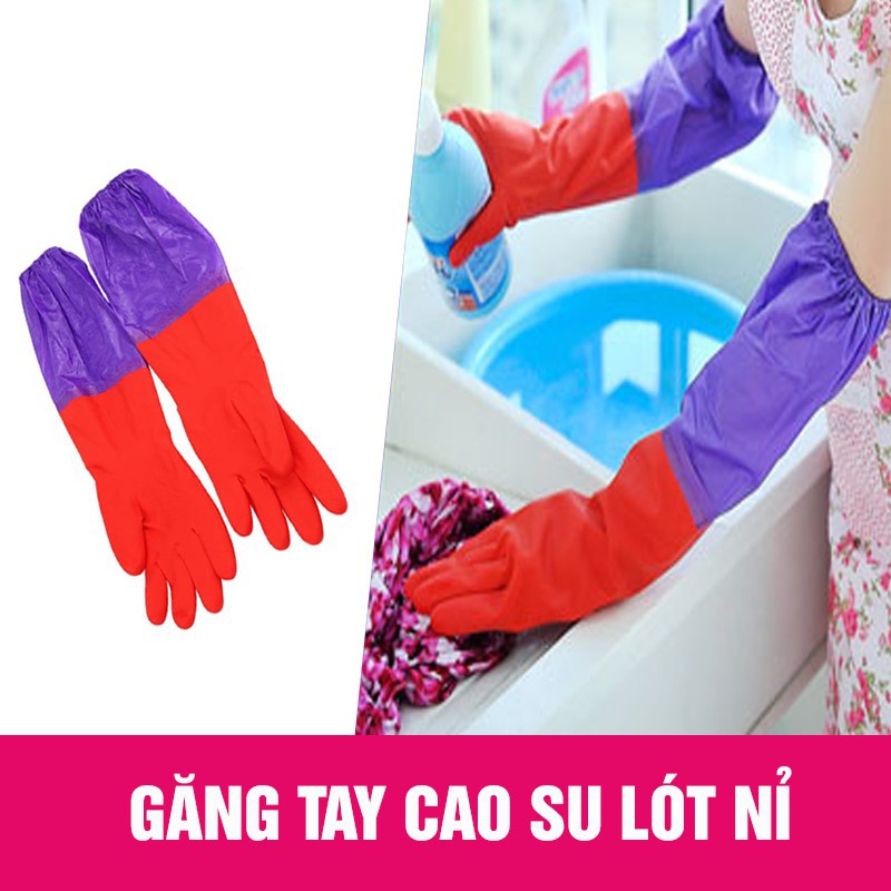 Găng Tay Cao Su Lót Nỉ Cho Mùa Lạnh