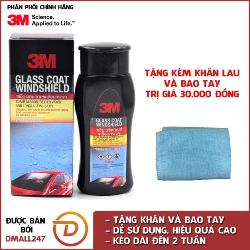 Dung dịch nano chống bám (trượt) nước trên kính xe 3M 08889LT Dmall247