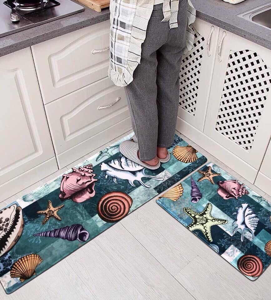 Bộ thảm nhà bếp 3D Tmore  phong cách hàn quốc ( 120 cm x 40 cm + 60cm x 40cm)
