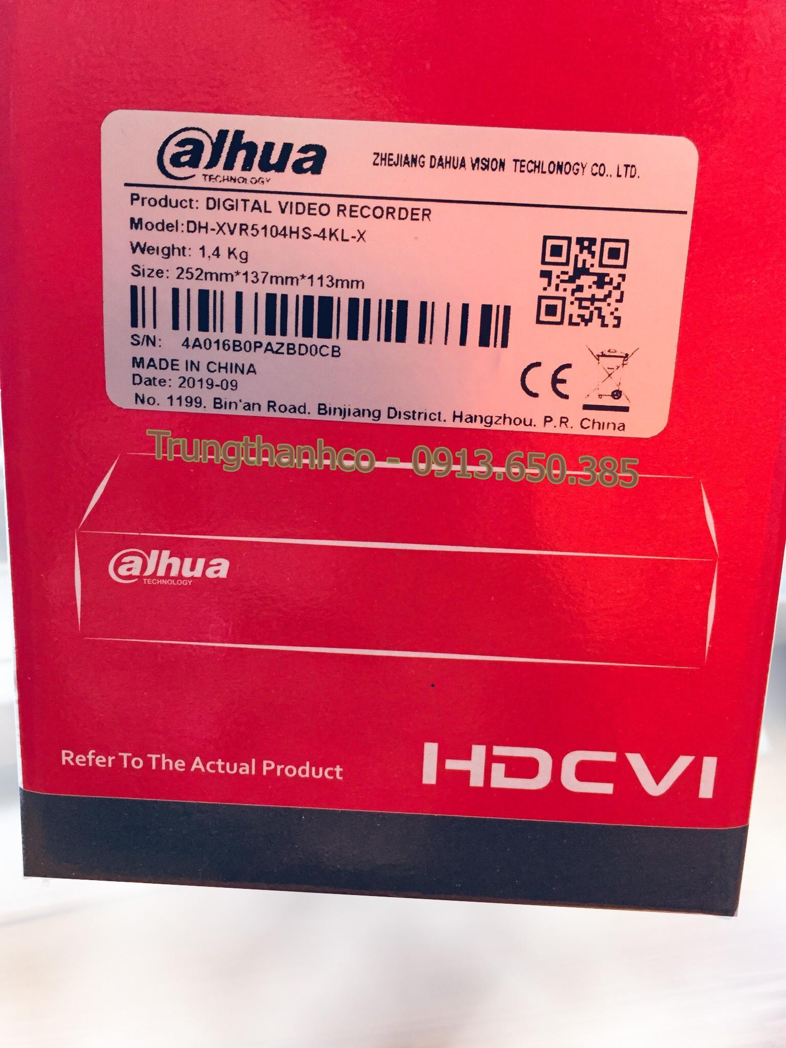 Đầu Camera 4 Mắt Dahua XVR5104HS-4K-X-Quốc Tế