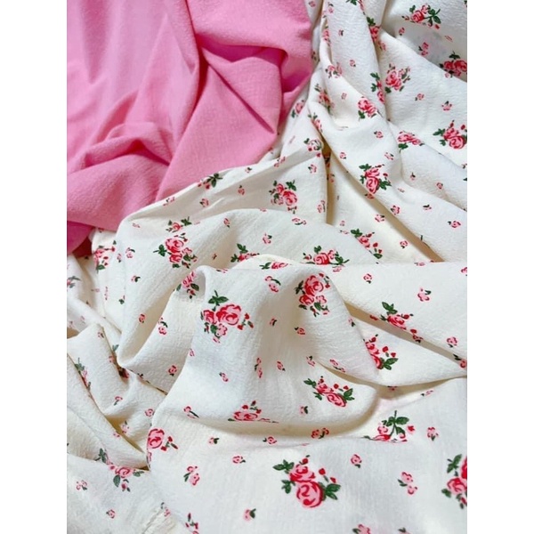 Vải đũi xốp mềm nhẹ mát chùm hoa hồng