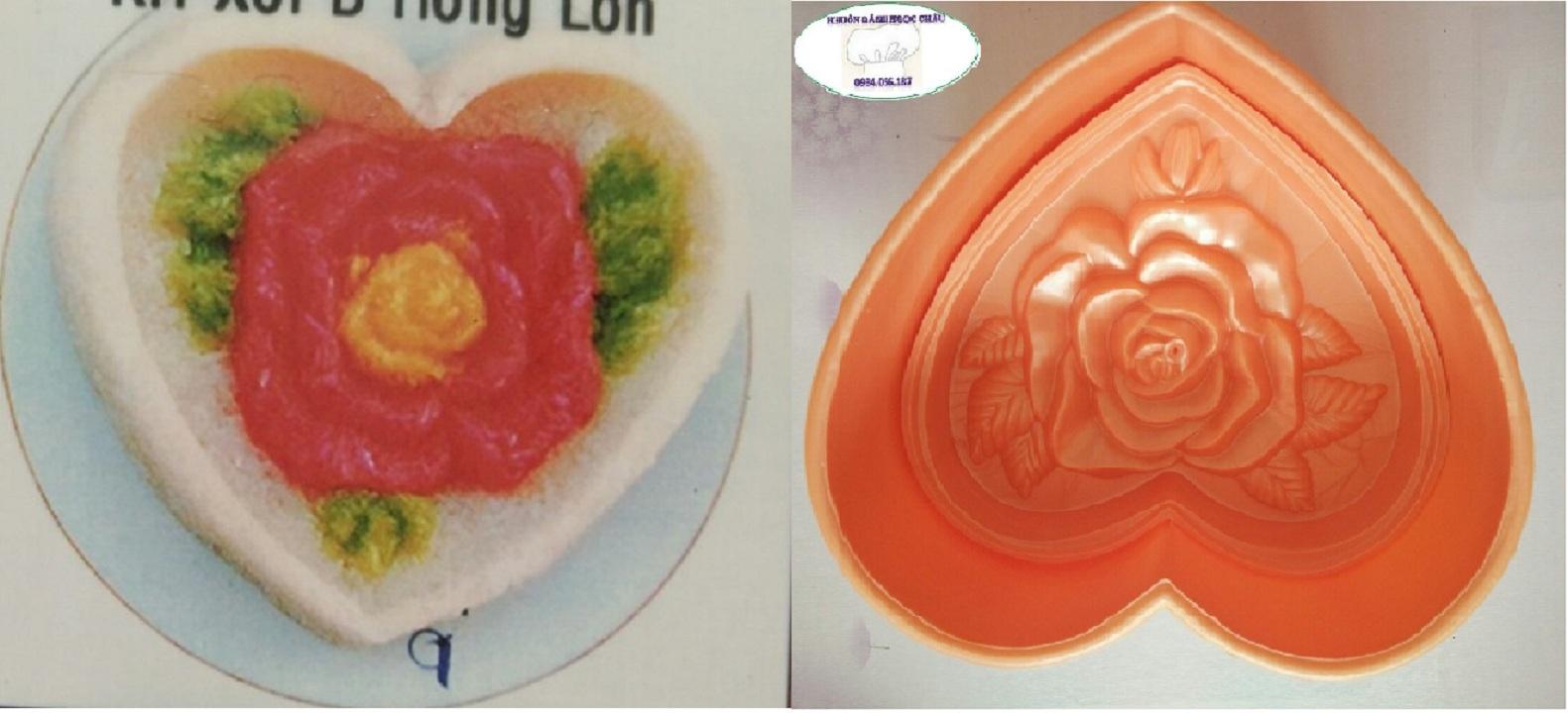 Khuôn nhấn xôi tim lớn hoa hồng