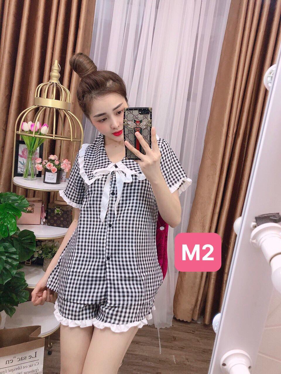 Set bộ thời trang đùi caro siêu dễ thương