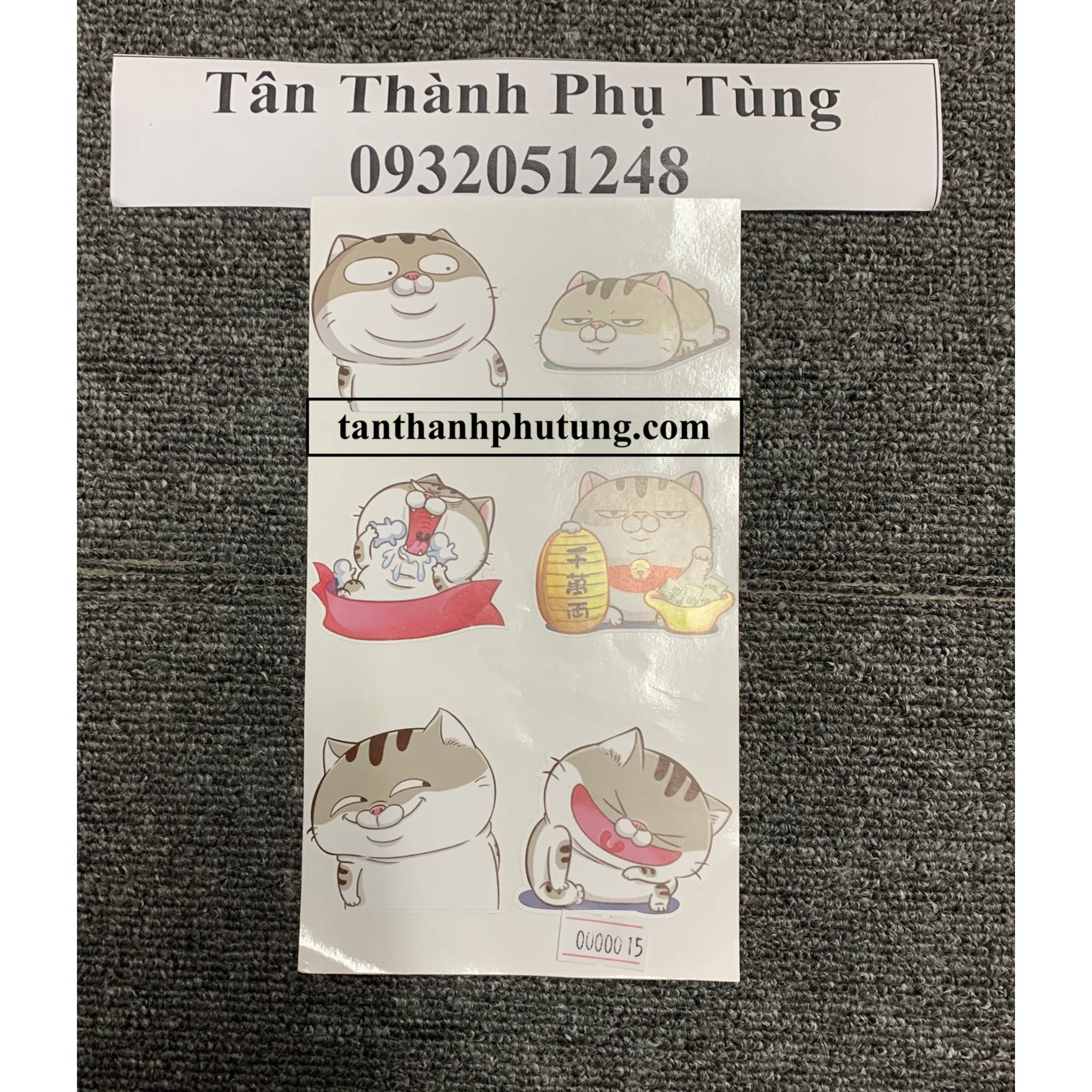 Tem sticker decal trang trí : con mèo mập ms00015