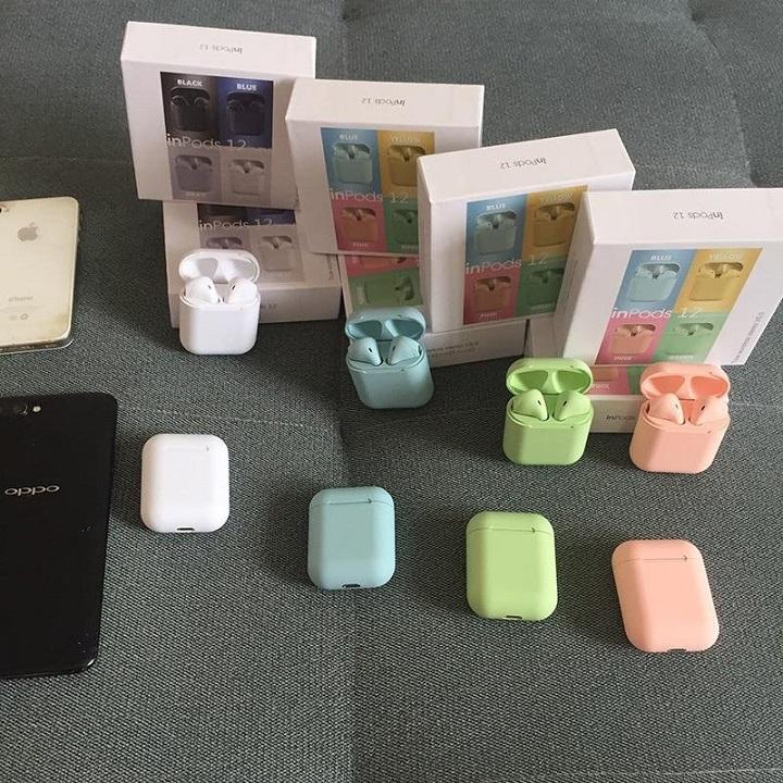 Tai nghe Bluetooth không dây cảm ứng 2 tai nghe inpods i12s đẳng cấp