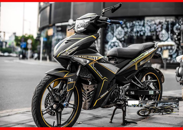 Tem Trùm Exciter 150 Đen Nhám Chỉ Vàng Cao Cấp