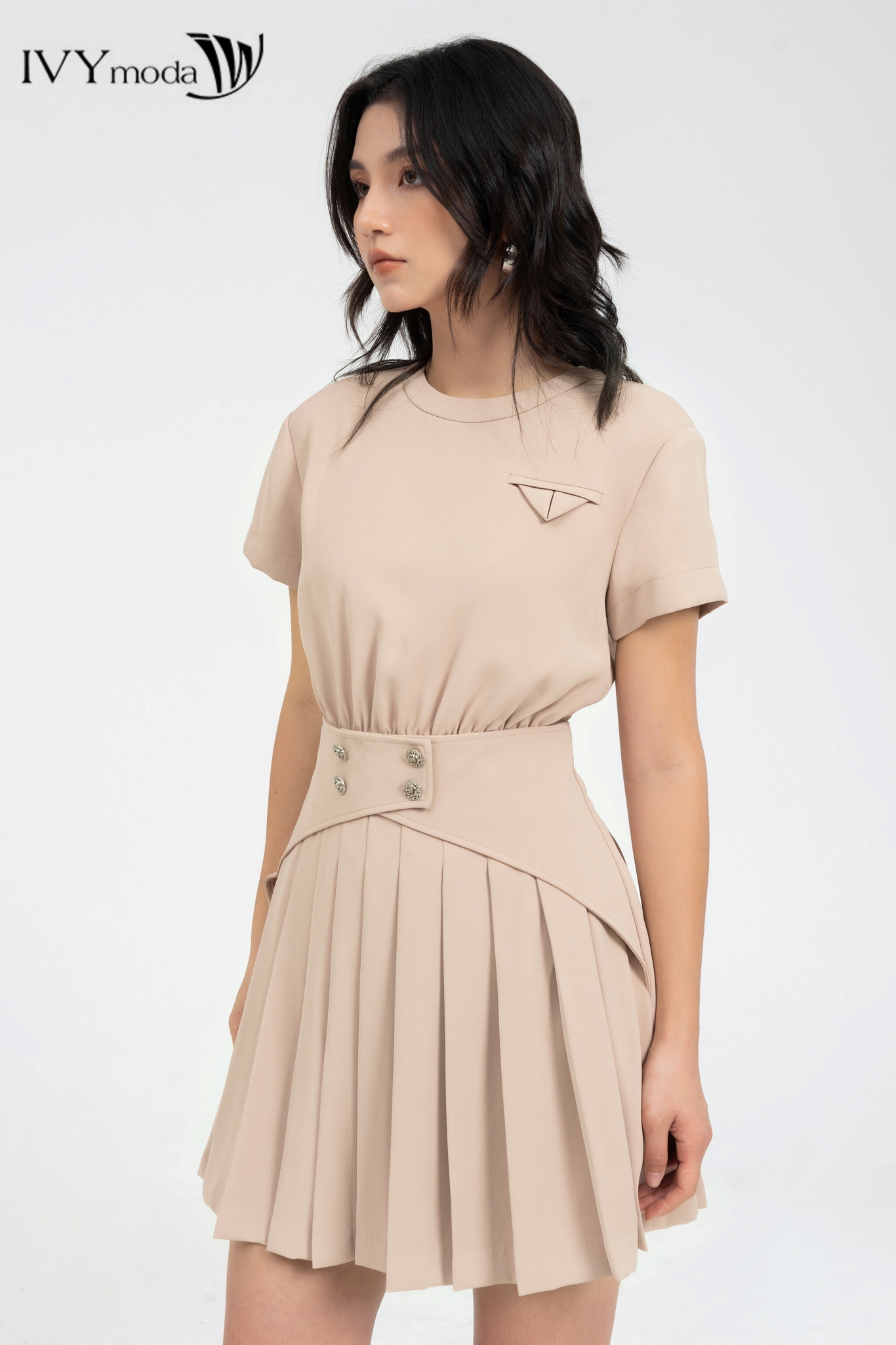 Đầm dập ly dáng xòe IVY moda MS 48B9381