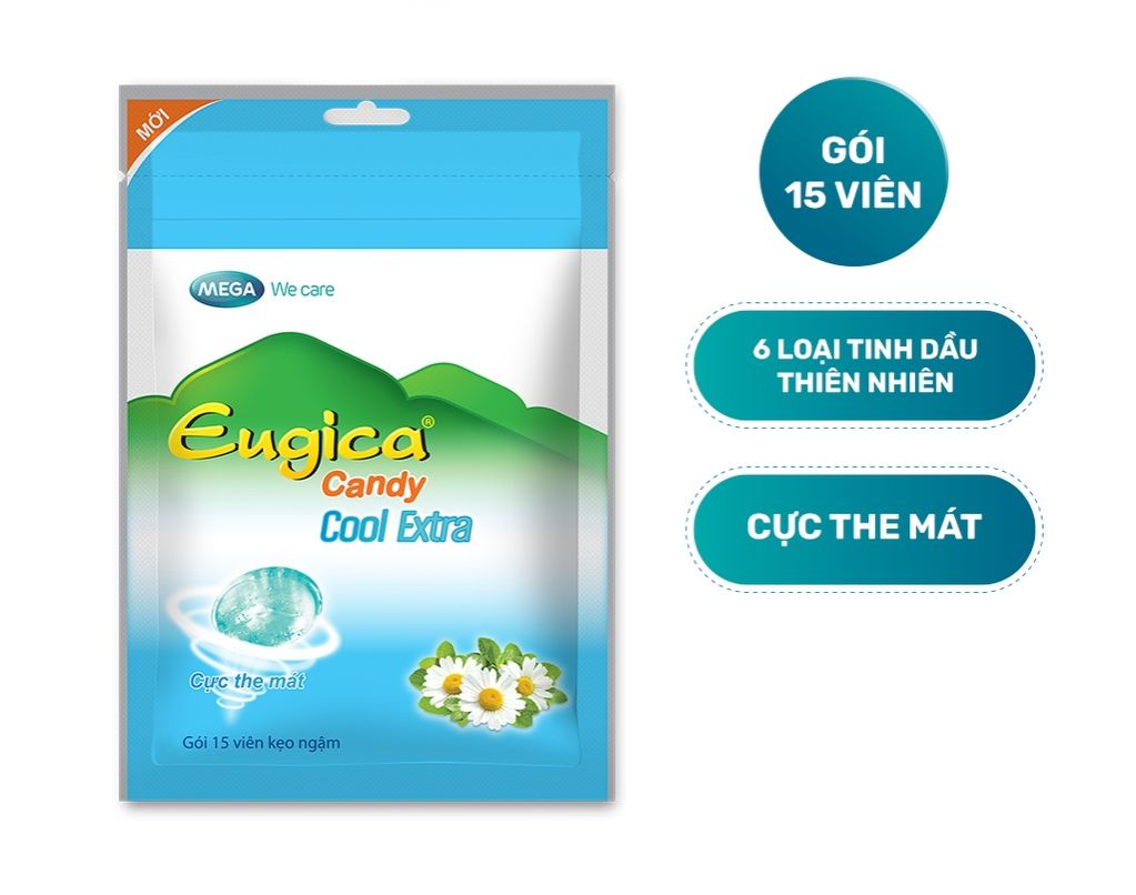 Kẹo ngậm thảo dượᴄ hỗ trợ giảm ho, rát họng EUGICA CANDY COOL EXTRA (Túi zip 15 viên)