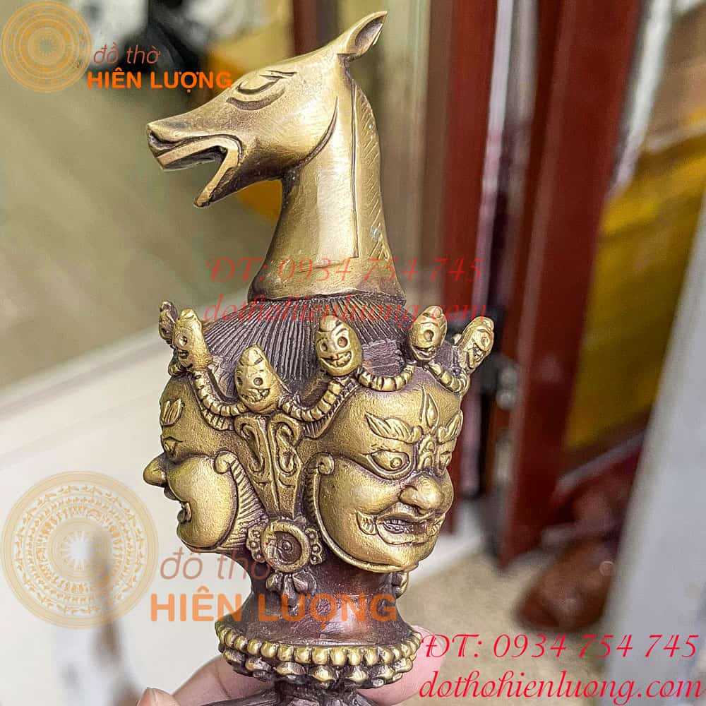 Dao Phurba Bằng Đồng Dài 37cm (Có chùy kim cang ở giữa) - Pháp Khí Mật Tông