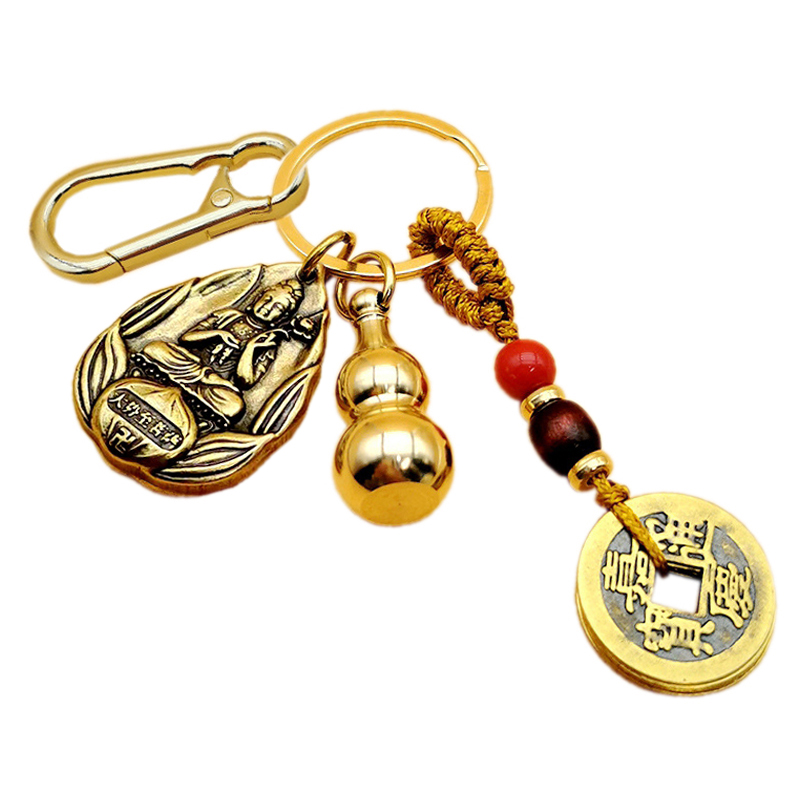 [Tinh Xảo] Móc khóa Quan Công bằng đồng Móc khóa đồng phong thuỷ Keychain | PKA097