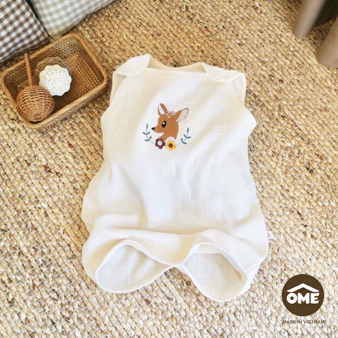 Túi Ngủ Xô Thêu Sơ Sinh Ome