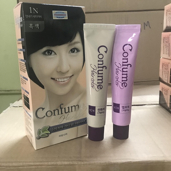 Nhuộm tóc phủ bạc thời trang màu đen (Hàn Quốc) Welcos confume hair color 1N   2 x 60g