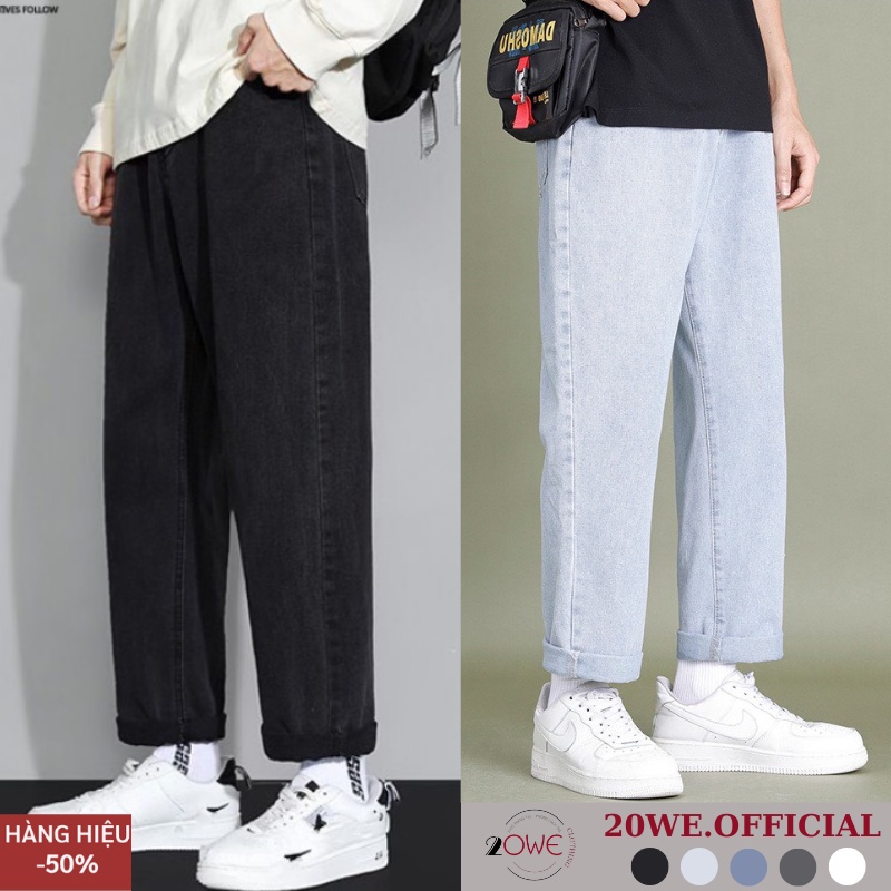 Quần jean baggy nam đen ống suông rộng dáng đứng xanh TR01 chất bò cao cấp rin trơn phom xuông unisex 20WE hàn quốc 2022